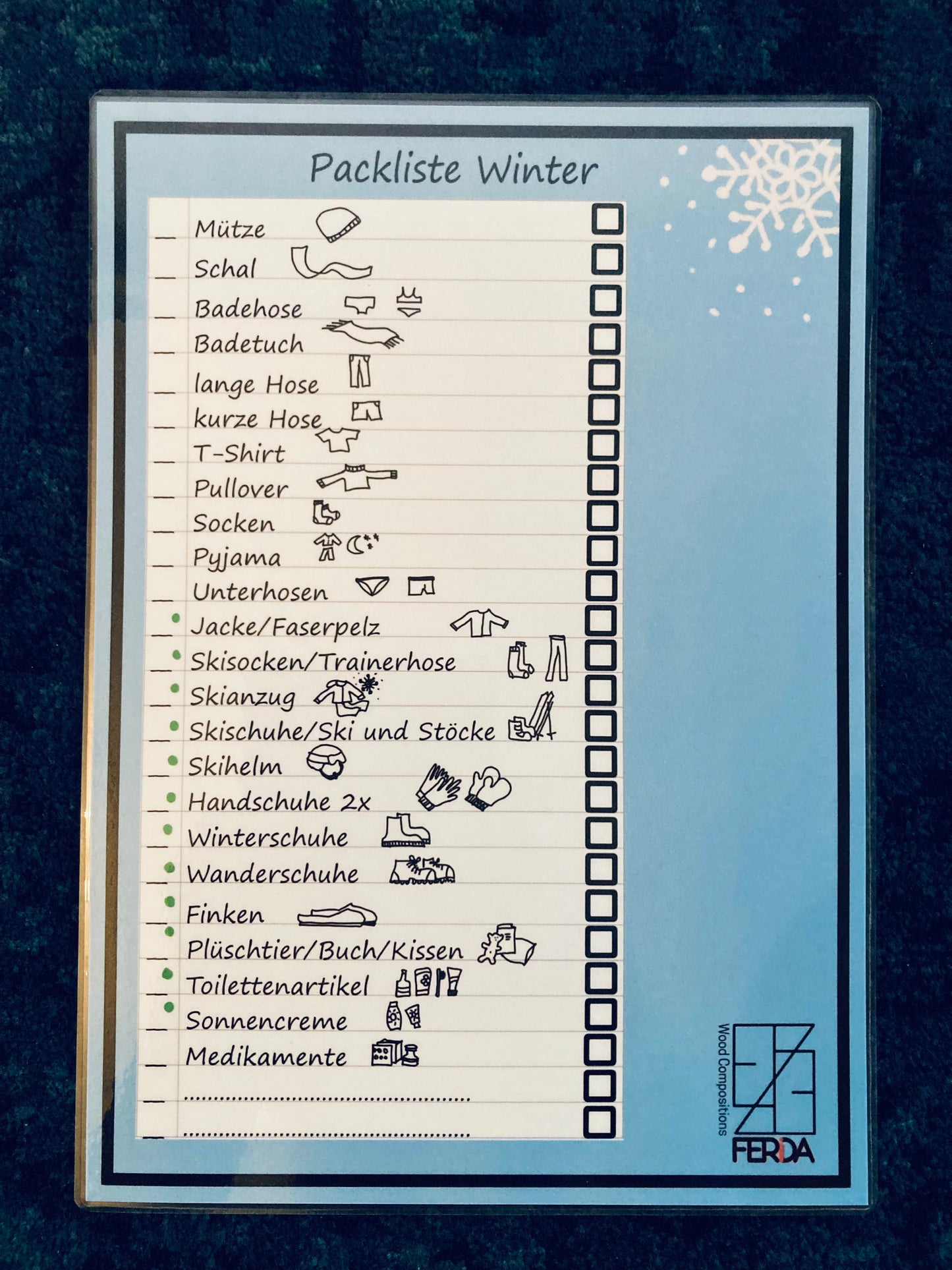 Sommer-und Winterpackliste( 2 Stück)