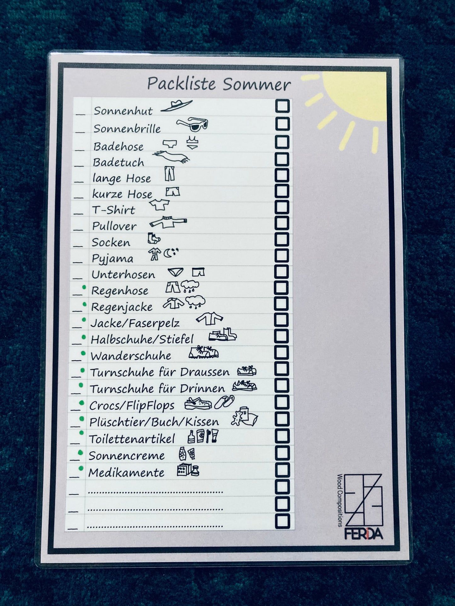 Sommer-und Winterpackliste( 2 Stück)